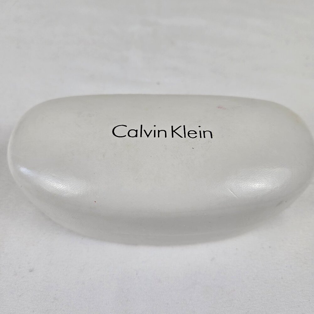 Calvin Klein White Hardshell Eyeglass Sunglass Case Black Interior Hinged